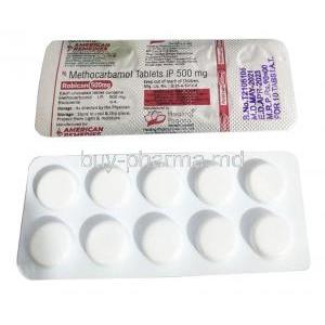 Robican 500mg, Methocarbamol, 500mg, Tablet, American Remedies, Blisterpack information