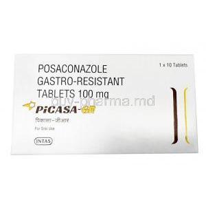 Picasa GR, Posaconazole100mg,Tablet, Intas Pharmaceuticals Ltd, Box front view.