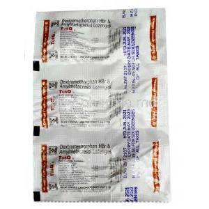 Tusq D Cough Lozenges Orange,Amylmetacresol 0.6mg and Dextromethorphan Hydrobromide 5mg, lozenges,Blue Cross Laboratories Ltd, Sheet information