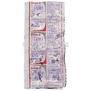 Envas H, Generic  Vaseretic,  Enalapril Maleate /  Hydrochlorothiazide  5 Mg /12.5 Mg Packaging