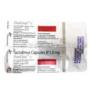 Pangraf, Tacrolimus 1mg, 60caps, Panacea Biotec Pharma,  Blisterpack information