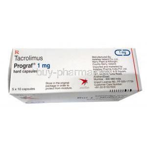 Prograf, Tacrolimus 01mg, Hard capsule Astellas Pharma, Box information, Manufacturer, Storage