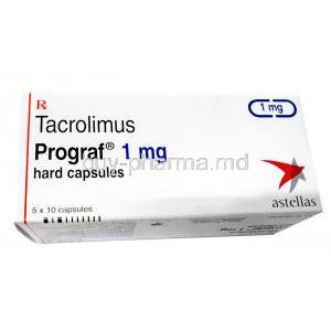 Prograf, Tacrolimus 1mg, Hard capsule Astellas Pharma, Box