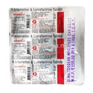 Artimer-LF, Artemether 80mg and Lumefantrine 480mg, tablet, Mectar Biophama Pvt,Ltd, Blisterpack information