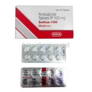 Soltus, Amisulpride 100mg, Intas Pharma, Box, Blisterpack information