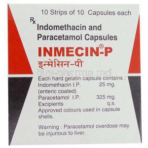 Inmecin-P,  Indomethacin/ Paracetamol Box Composition