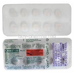 Quel 25, Quetiapine 25mg,Tablet, Ipca Laboratories Ltd, Blisterpack information