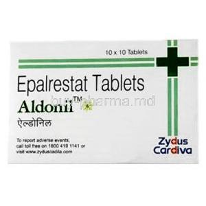 Aldonil, Epalrestat 50mg, Tablet, Zydus, Box front view