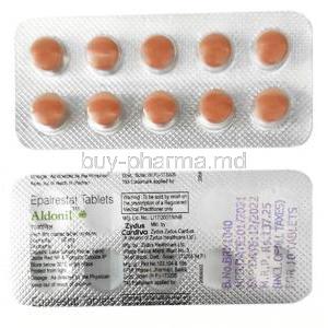 Aldonil, Epalrestat 50mg, Tablet, Zydus,Blisterpack information, Manufacturer, Contents, Batch no, Mfg date, Exp date