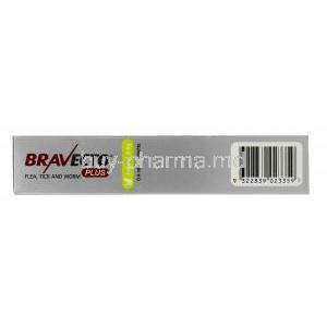 BRAVECTO Plus, Fluralaner 112.5mg and Moxidectin5.6mg,F or Small Cats (1.2-2.8kg), 0.4ml, MSD Animal Health,  Box side view-2