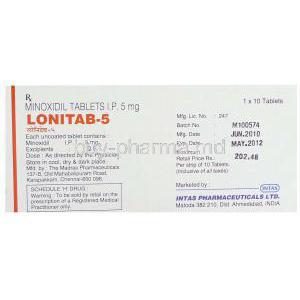 Lonitab, Generic Loniten ,   Minoxidil 5 Mg Box Information
