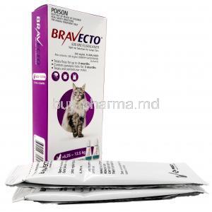 Bravecto Spot On, Fluralaner 500mg(6.25kg-12.5kg), 2pipettes X 1.79ml, MSD Animal Health, Box, Pipette