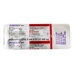 Doxovent, Doxofylline 400mg, Glenmark Pharmaceuticals, Blisterpack information