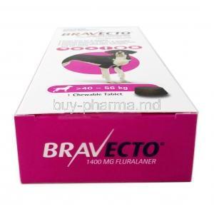 Bravecto Chewable, Fluralaner 1400mg,for Very Large Dogs (40kg-56kg), 1tablet, MSD Animal Healthcare,Box top view