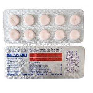 Irovel H, Irbesartan 150 mg,  Hydrochlorothiazide 12.5 mg, Sun Pharma, Blisterpack tablet and information
