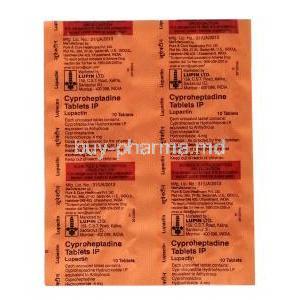 Lupactin, Cyproheptadine 4mg, tablet, Lupin Ltd, Sheet information
