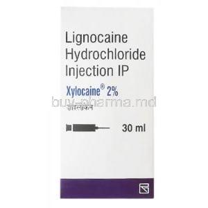 Xylocaine Injection,Lignocaine 2%, 30ml, Zydus Cadila, Box front view