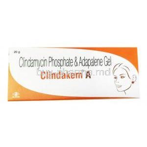 Clindakem A Gel, Adapalene 0.1 ％/ Clindamycin 1%, 20g, Alkem Laboratories Ltd, Box front view