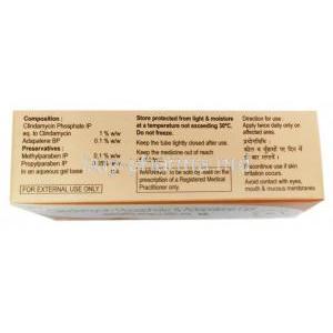 Clindakem A Gel, Adapalene 0.1 ％/ Clindamycin 1%, 20g, Alkem Laboratories Ltd, Box information, Composition, Storage, Warning