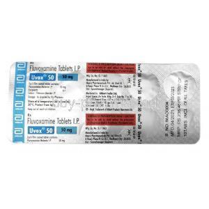 Uvox, Fluvoxamine 50mg, Abbott, Blisterpack information