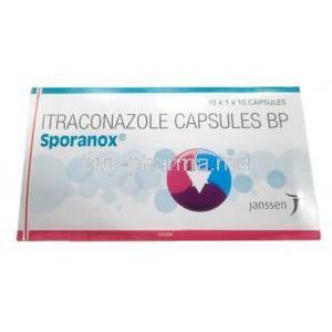 Sporanox, Itraconazole 100mg, Cupsule, Johnson & Johnson, Box front view