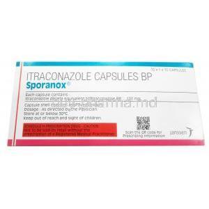 Sporanox, Itraconazole 100mg, Cupsule, Johnson & Johnson, Box information, Caution, Storage
