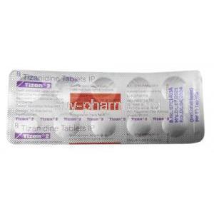Tizan 2, Tizanidine 2mg, Sun Pharma, Blisterpack information