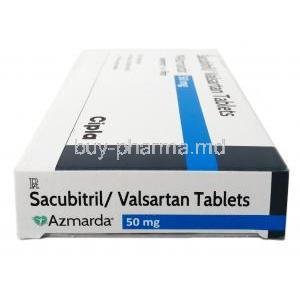 Azmarda 50mg, Sacubitril 24mg/ Valsartan 26mg, Cipla, Box side view