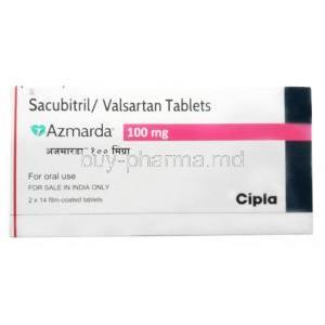 Azmarda 100mg, Sacubitril 49mg/ Valsartan 51mg, Cipla,Box front view