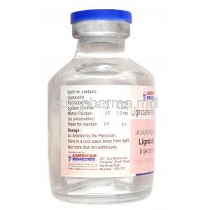 American Lignocan Injection, Lignocaine 2percent Injection vial 30ml, American Remedies, Vial information, Dosage