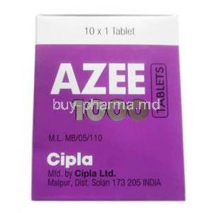 Azee, Azithromycin 1000mg, Cipla, Box side view