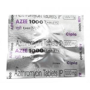 Azee, Azithromycin 1000mg, Cipla, sheet front view