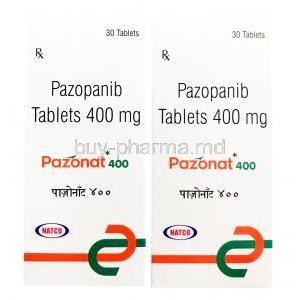 Pazonat, Pazopanib 400mg, 30tablets,Natco Pharma, Box front view