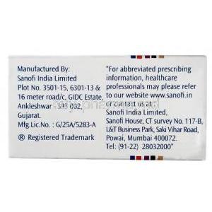 Lasilactone, Furosemide 20mg/ Spironolactone 50mg, Sanofi India,  Box information, Manufacturer(100tabs)