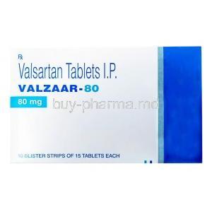 Valzaar, Valsartan 80 mg, Torrent Pharma, Box front view