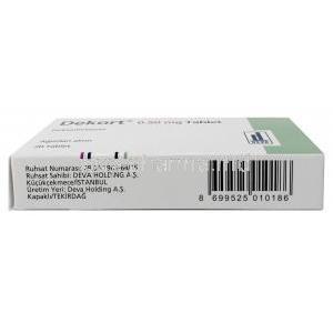 Dekort, Dexamethasone 0.5mg, Deva Holdings, Box Bottom information, Manufactuer