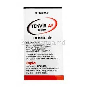 Tenvir AF, Tenofovir Alafenamide 25 mg, Cipla, Box information