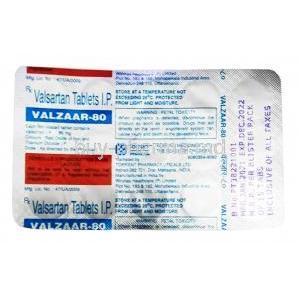 Valzaar, Valsartan 80 mg, Torrent Pharma, Blisterpack information