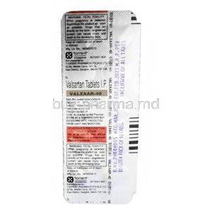 Valzaar, Valsartan 40 mg, Torrent Pharma, Blisterpack information
