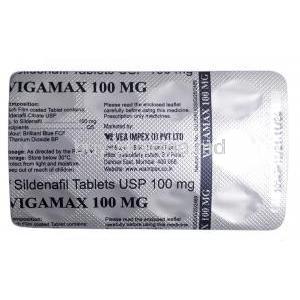 Vigamax,Sildenafil 100mg, VEA Impex,  Blisterpack information
