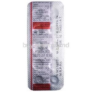 Tridon, Trazodone 100mg, Tripada Healthcare, Blisterpack information