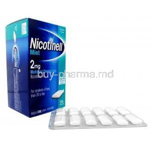 Nicotinell  medicated chewing gum, Nicotine polacrilin 2mg Mint Flavor 96 Gums, GSK, Box, Sheet