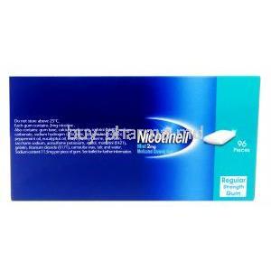 Nicotinell  medicated chewing gum, Nicotine polacrilin 2mg Mint Flavor 96 Gums, GSK, Box information, Dosage, Contents