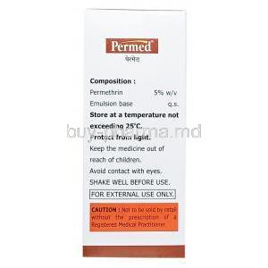 Permed Lotion, Permethrin 5 % w/w, 60ml, Med Manor Organics, Box information