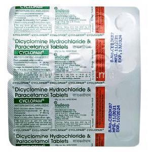 Cyclopam, Dicyclomine/ Paracetamol