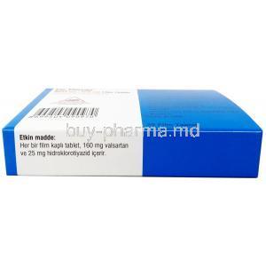 Co-Diovan, Valsartan 160mg/Hydrochlorothiazide 25mg, Novartis, Box bottom view, information