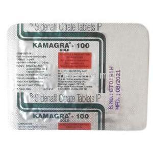 Kamagra Gold 100, Sildenafil 100mg, Ajanta Pharma, Blisterpack information