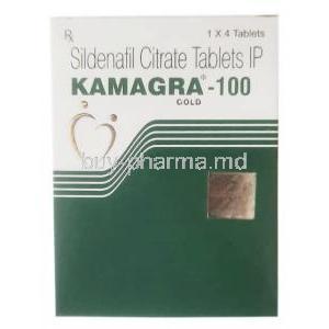 Kamagra Gold 100, Sildenafil 100mg, Ajanta Pharma, Box front view