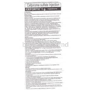 Ceforth, Generic Cefrom, Cefpirome Information Sheet 1