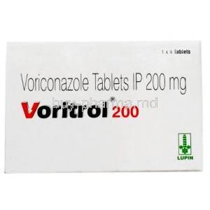 Voritrol, Voriconazole 200mg, Lupin, Box front view